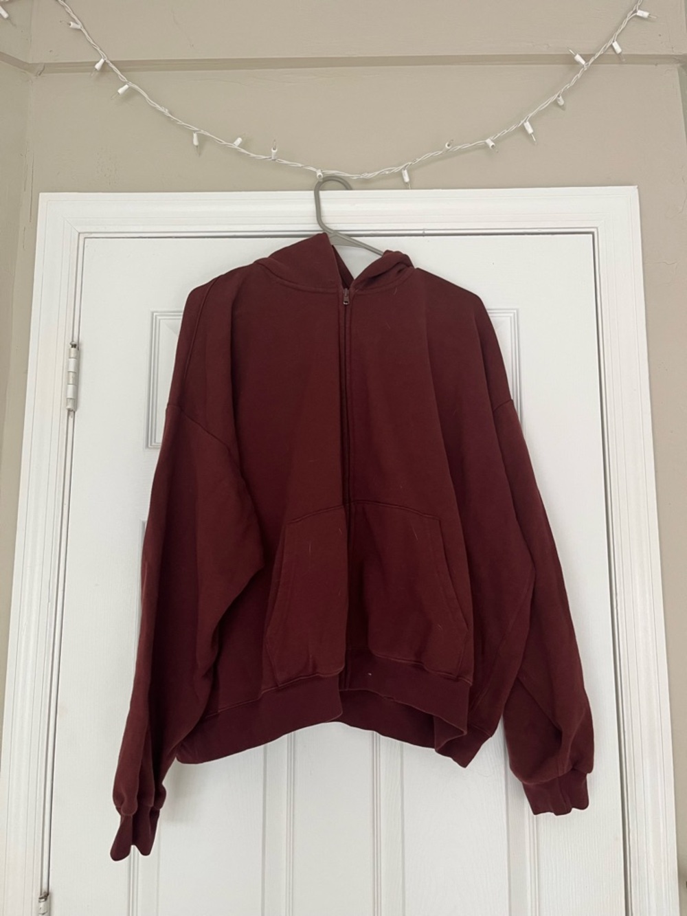 SKIMS Maroon Zip-Up Hoodie Jacket